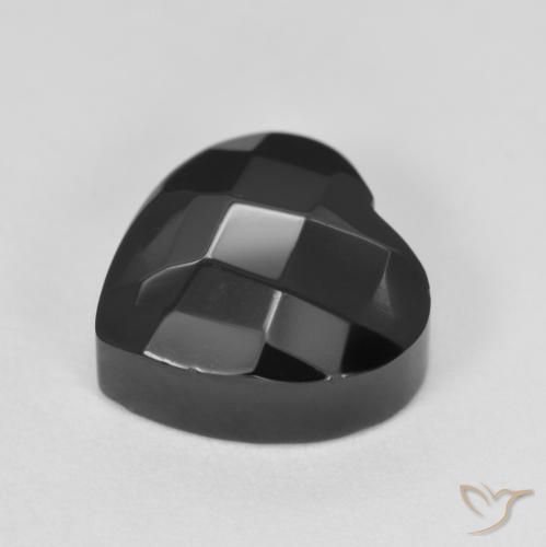 Ónix Negro natural de 4.38 ct, Corazón, Opaco