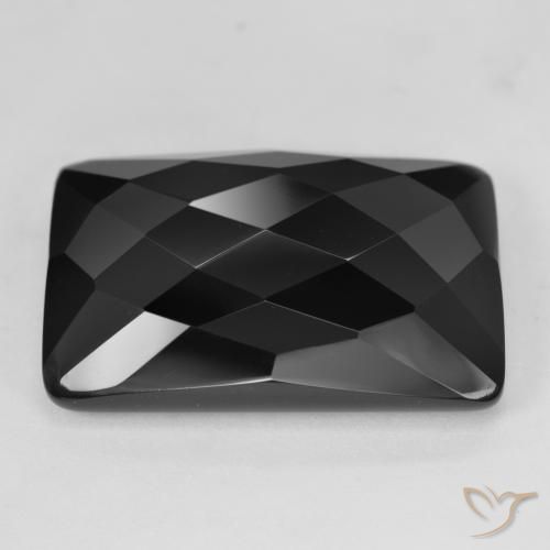 Ónix Negro natural de 33.59 ct, Forma Cojín, Opaco