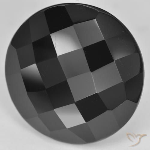 Ónix Negro natural de 32.30 ct, Redondo, Opaco