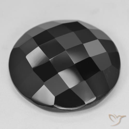 Ónix Negro natural de 32.30 ct, Redondo, Opaco