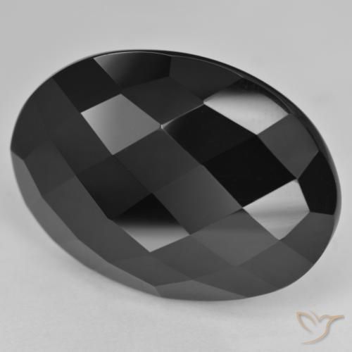 Ónix Negro natural de 33.29 ct, Ovalada, Opaco
