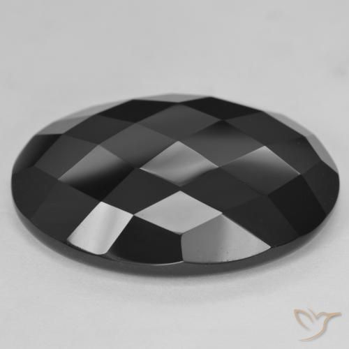 Ónix Negro natural de 33.29 ct, Ovalada, Opaco