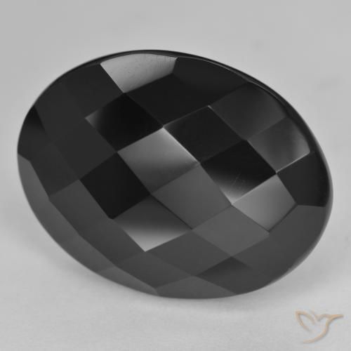 Ónix Negro natural de 24.74 ct, Ovalada, Opaco