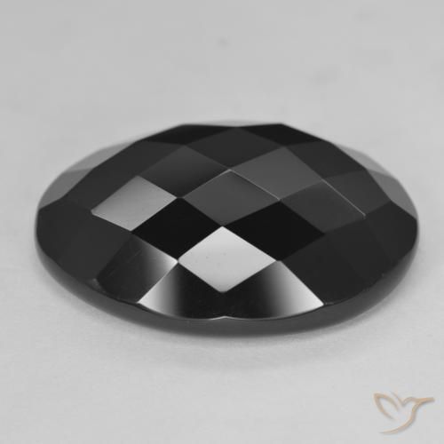 Ónix Negro natural de 24.74 ct, Ovalada, Opaco
