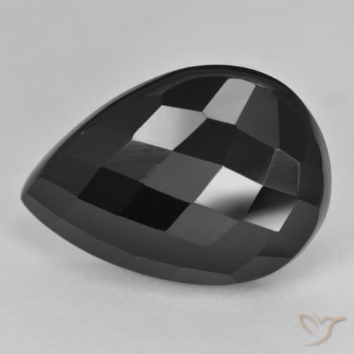 Ónix Negro natural de 20.08 ct, En forma de pera, Opaco
