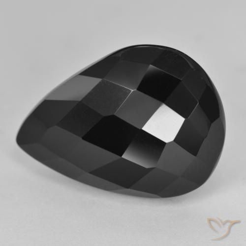 Ónix Negro natural de 17.01 ct, En forma de pera, Opaco