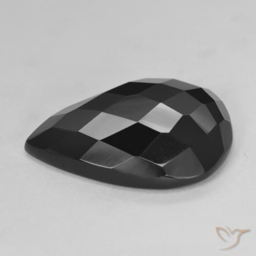 Ónix Negro natural de 17.01 ct, En forma de pera, Opaco