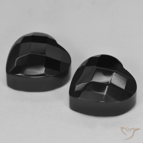 Gemas de Ónix Negro natural de 8.90 ct, Corazón, Opaco