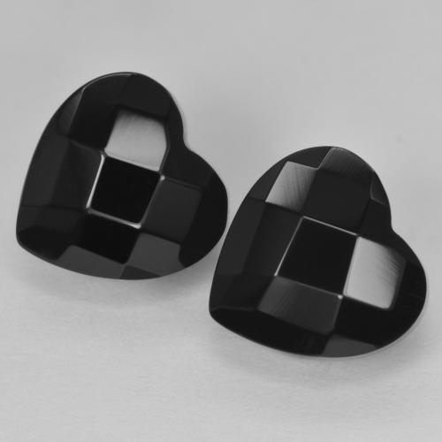 Gemas de Ónix Negro natural de 8.71 ct, Forma de corazón, Opaco