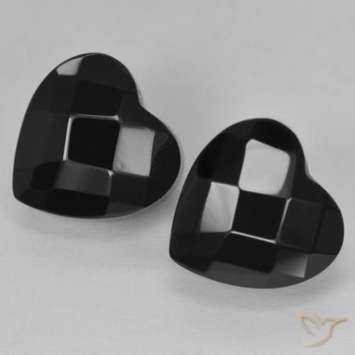 Gemas de Ónix Negro natural de 8.64 ct, Corazón, Opaco