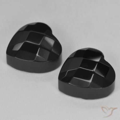 Gemas de Ónix Negro natural de 8.64 ct, Corazón, Opaco