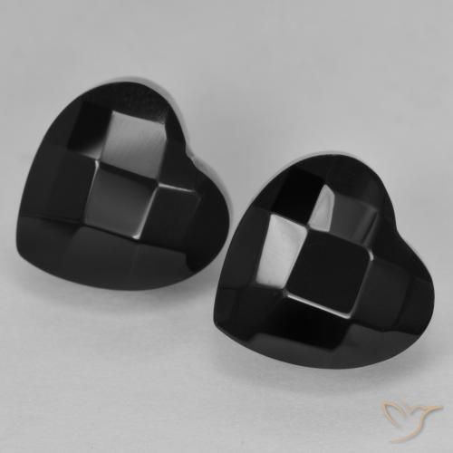 Gemas de Ónix Negro natural de 8.49 ct, Corazón, Opaco