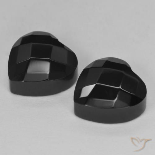 Gemas de Ónix Negro natural de 8.49 ct, Corazón, Opaco