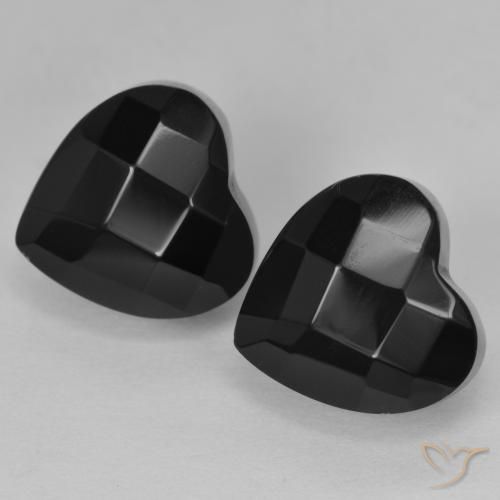 Gemas de Ónix Negro natural de 8.57 ct, Corazón, Opaco