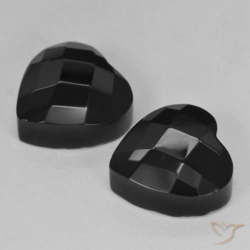 Gemas de Ónix Negro natural de 8.57 ct, Corazón, Opaco