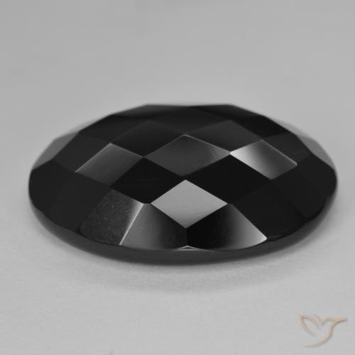 Ónix Negro natural de 20.56 ct, Ovalada, Opaco
