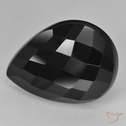 19.19ct Natural Negro Ónix, En forma de pera, Opaco
