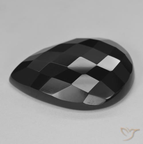 Ónix Negro natural de 19.19 ct, En forma de pera, Opaco