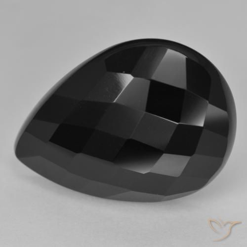 Ónix Negro natural de 19.19 ct, En forma de pera, Opaco
