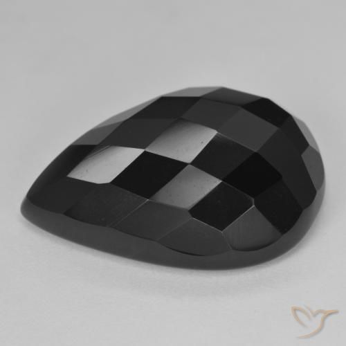 Ónix Negro natural de 22.42 ct, En forma de pera, Opaco