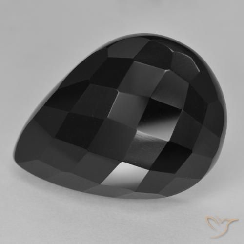 Ónix Negro natural de 22.42 ct, En forma de pera, Opaco