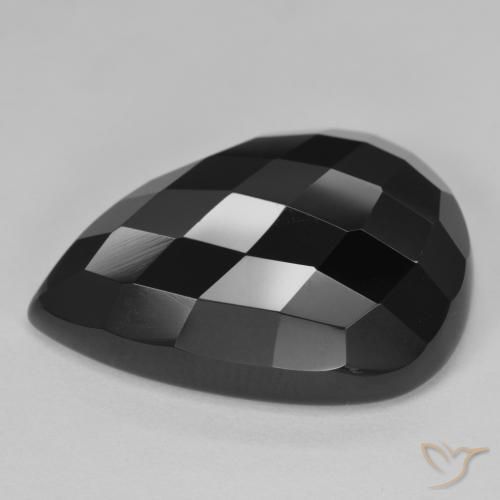 Ónix Negro natural de 21.79 ct, En forma de pera, Opaco