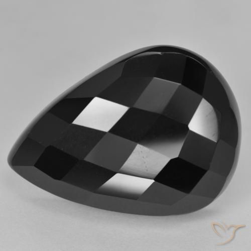 Ónix Negro natural de 21.79 ct, En forma de pera, Opaco