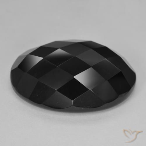 Ónix Negro natural de 27.22 ct, Ovalada, Opaco