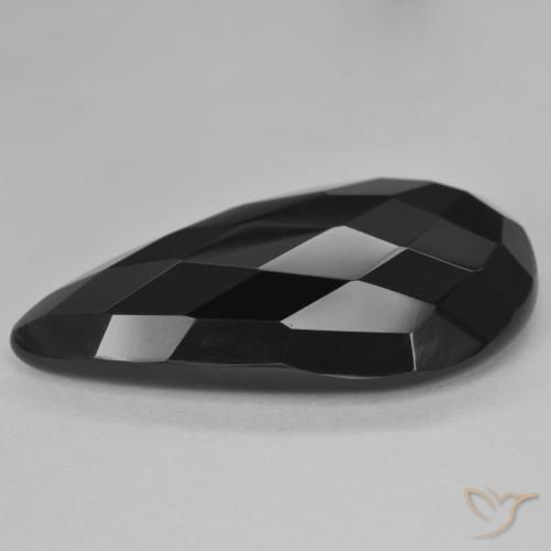 Ónix Negro natural de 15.16 ct, En forma de pera, Opaco