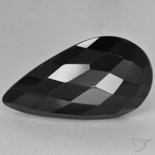 Ónix Negro natural de 15.16 ct, En forma de pera, Opaco