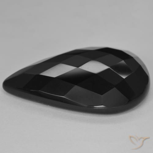 Ónix Negro natural de 26.89 ct, En forma de pera, Opaco
