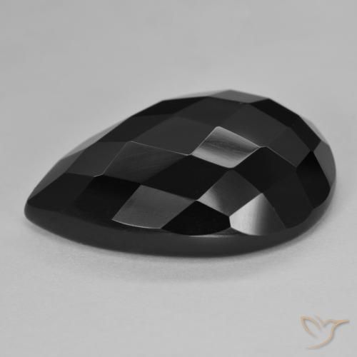 Ónix Negro natural de 20.38 ct, En forma de pera, Opaco