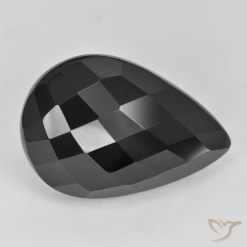 19.24ct Natural Negro Ónix, En forma de pera, Opaco