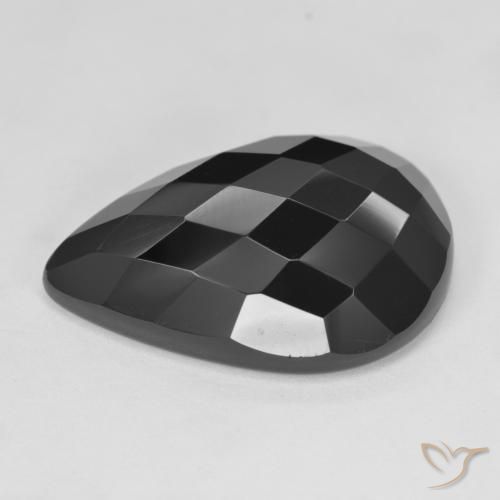 Ónix Negro natural de 19.24 ct, En forma de pera, Opaco
