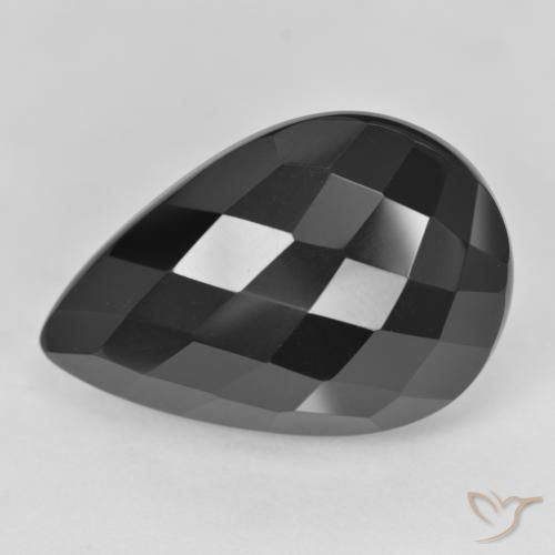 Ónix Negro natural de 19.24 ct, En forma de pera, Opaco