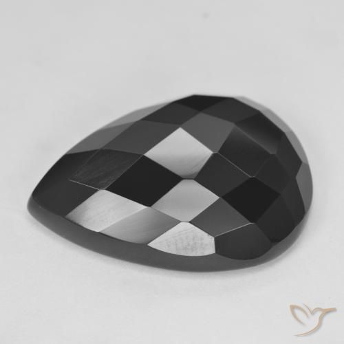 Ónix Negro natural de 20.01 ct, En forma de pera, Opaco