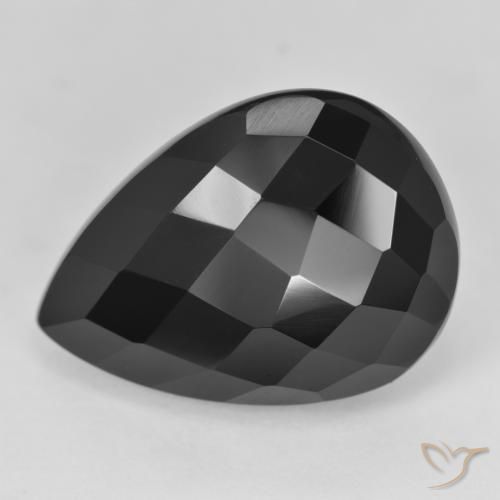 Ónix Negro natural de 20.01 ct, En forma de pera, Opaco