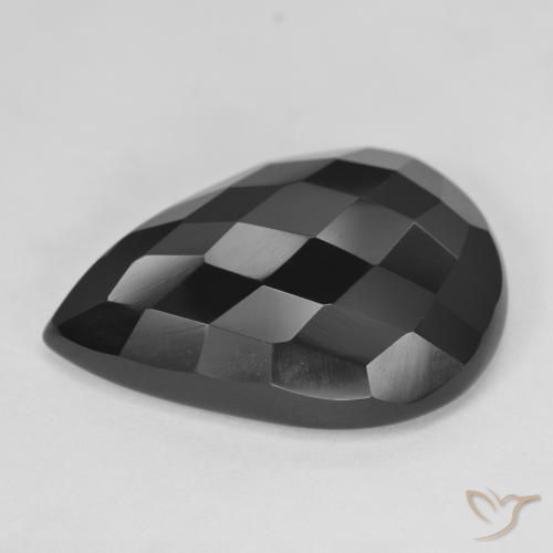 Ónix Negro natural de 19.71 ct, En forma de pera, Opaco