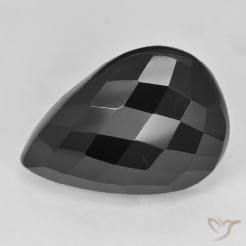 Ónix Negro natural de 19.71 ct, En forma de pera, Opaco