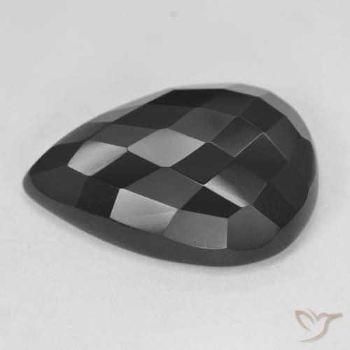Ónix Negro natural de 21.26 ct, En forma de pera, Opaco