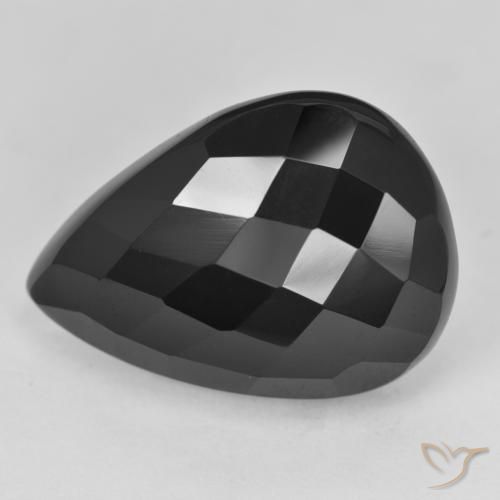 Ónix Negro natural de 21.26 ct, En forma de pera, Opaco