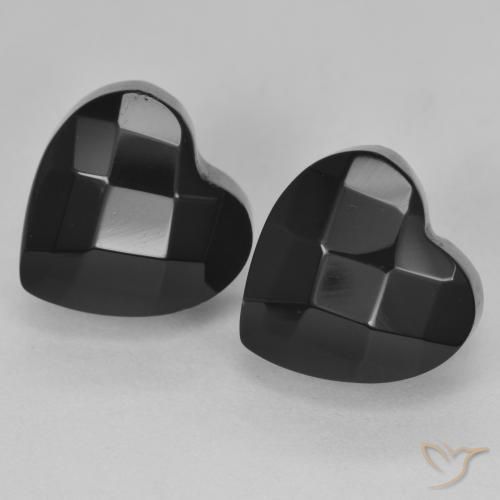 Gemas de Ónix Negro natural de 8.31 ct, Corazón, Opaco