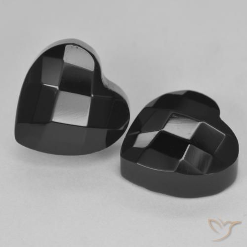 Gemas de Ónix Negro natural de 8.31 ct, Corazón, Opaco