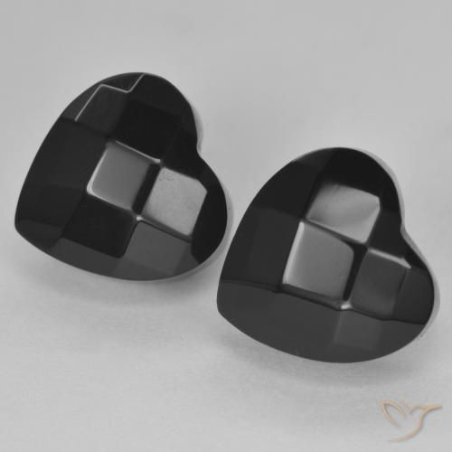 Gemas de Ónix Negro natural de 8.31 ct, Corazón, Opaco