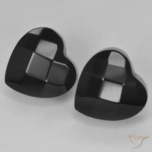 Gemas de Ónix Negro natural de 8.61 ct, Corazón, Opaco