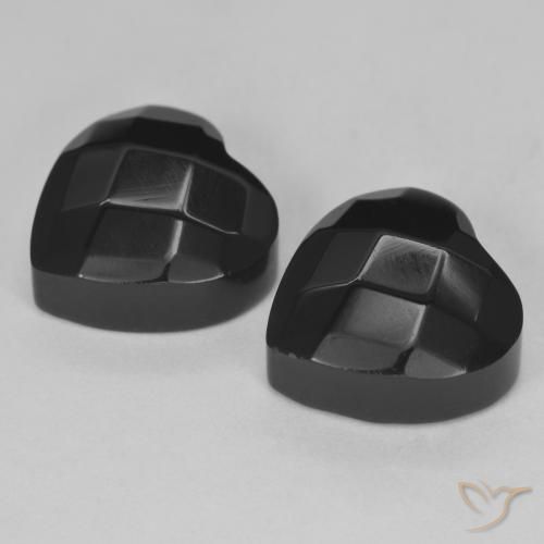Gemas de Ónix Negro natural de 8.61 ct, Corazón, Opaco