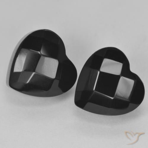Gemas de Ónix Negro natural de 8.56 ct, Corazón, Opaco