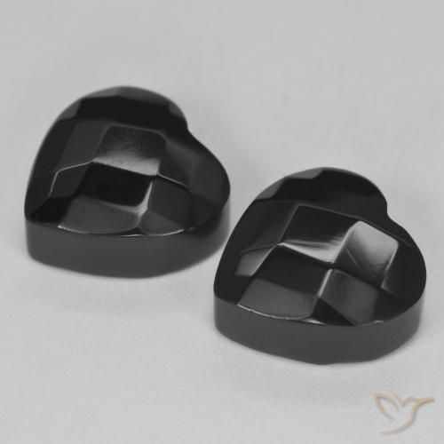 Gemas de Ónix Negro natural de 8.56 ct, Corazón, Opaco