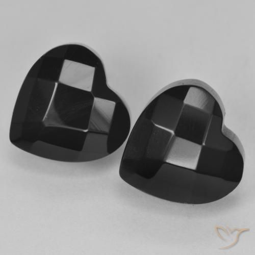 Gemas de Ónix Negro natural de 8.57 ct, Corazón, Opaco