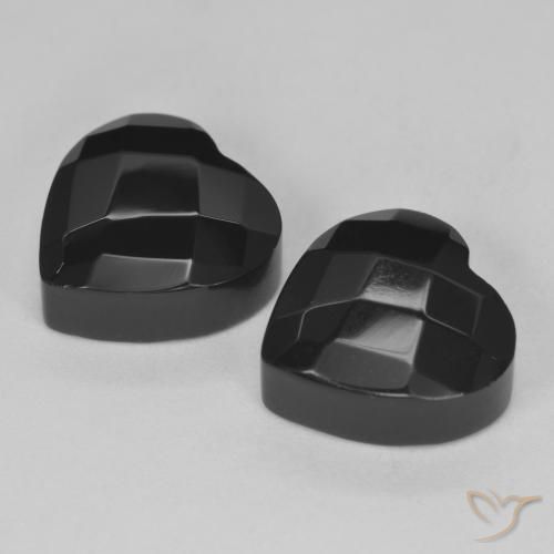 Gemas de Ónix Negro natural de 8.57 ct, Corazón, Opaco